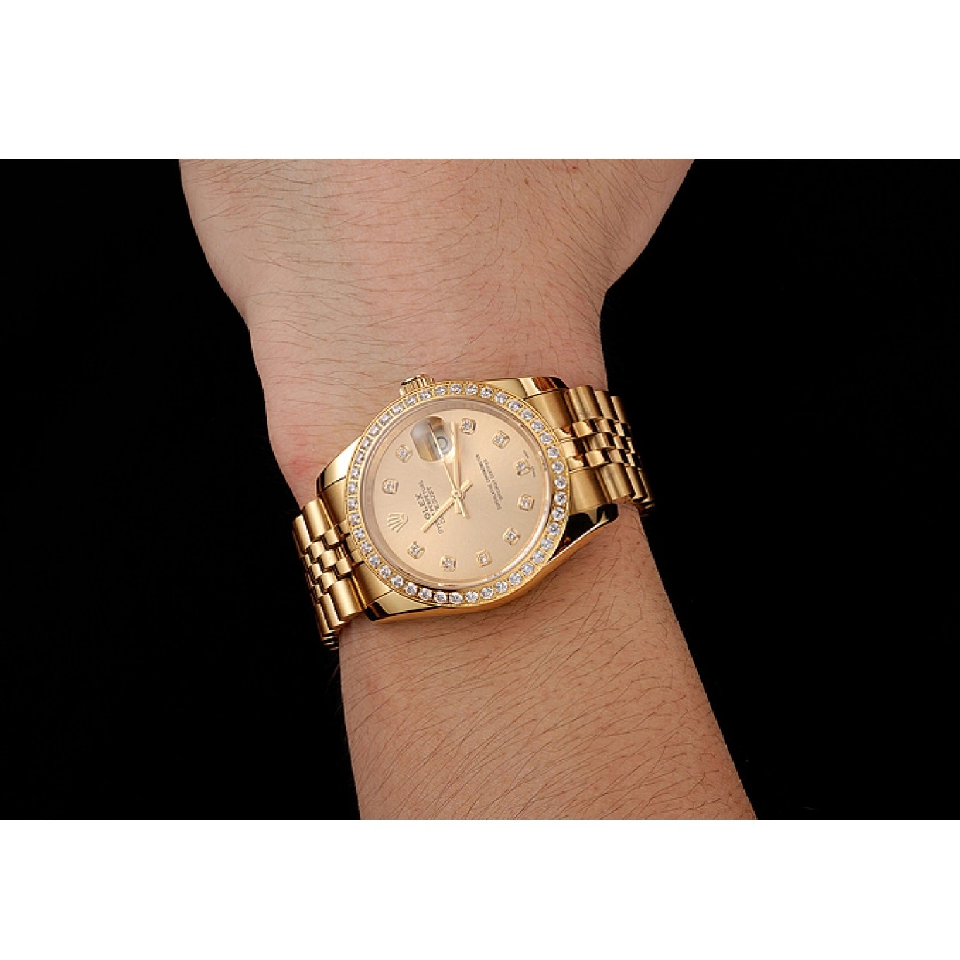 Rolex copies cheap Bracelet Gold Champagne Diamond Swiss Datejust Rolex Dial Jubilee Bezel 1454098 0730